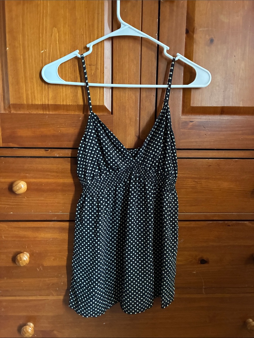 Express Black Polka Dot Spaghetti Strap Tank Top